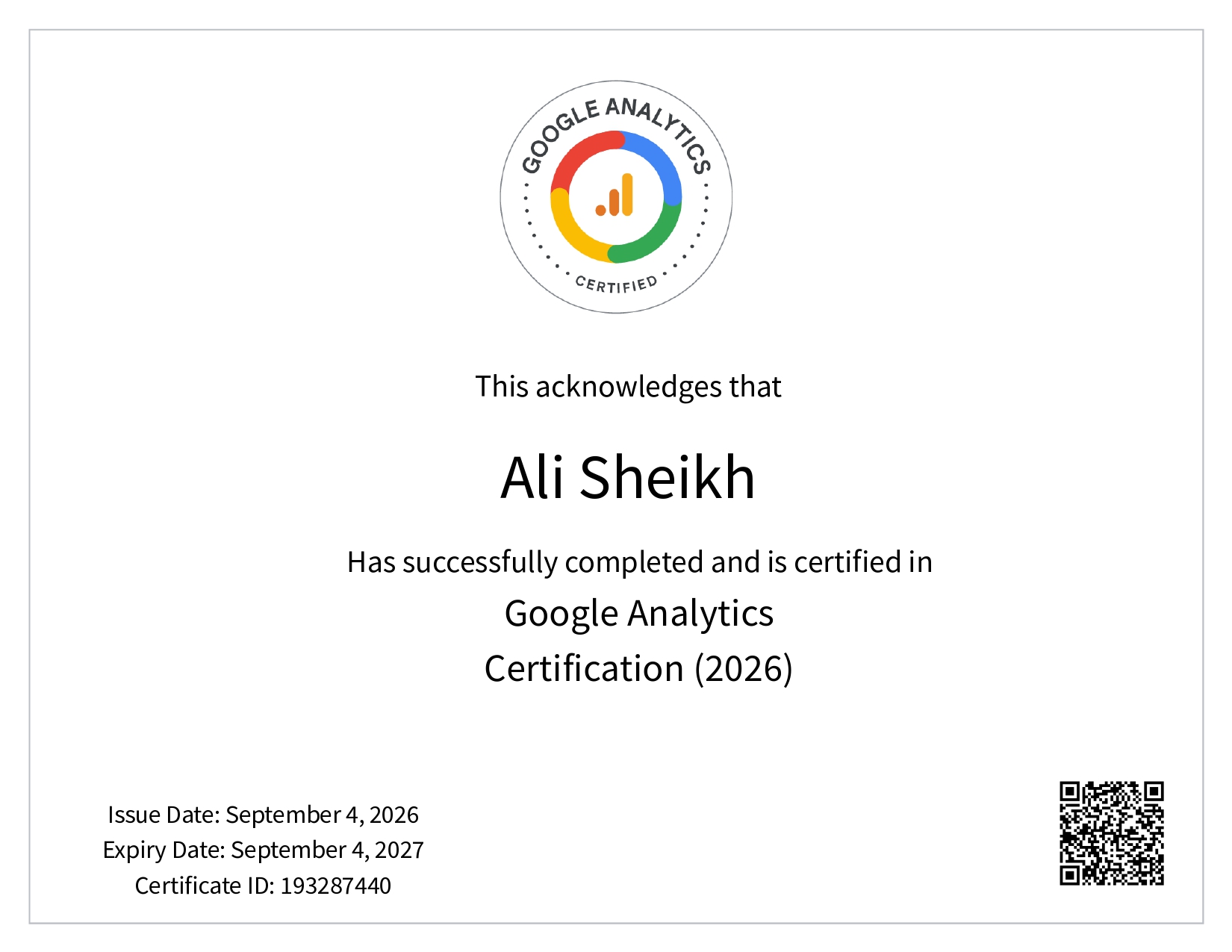 Google Analytics Certification (2026)