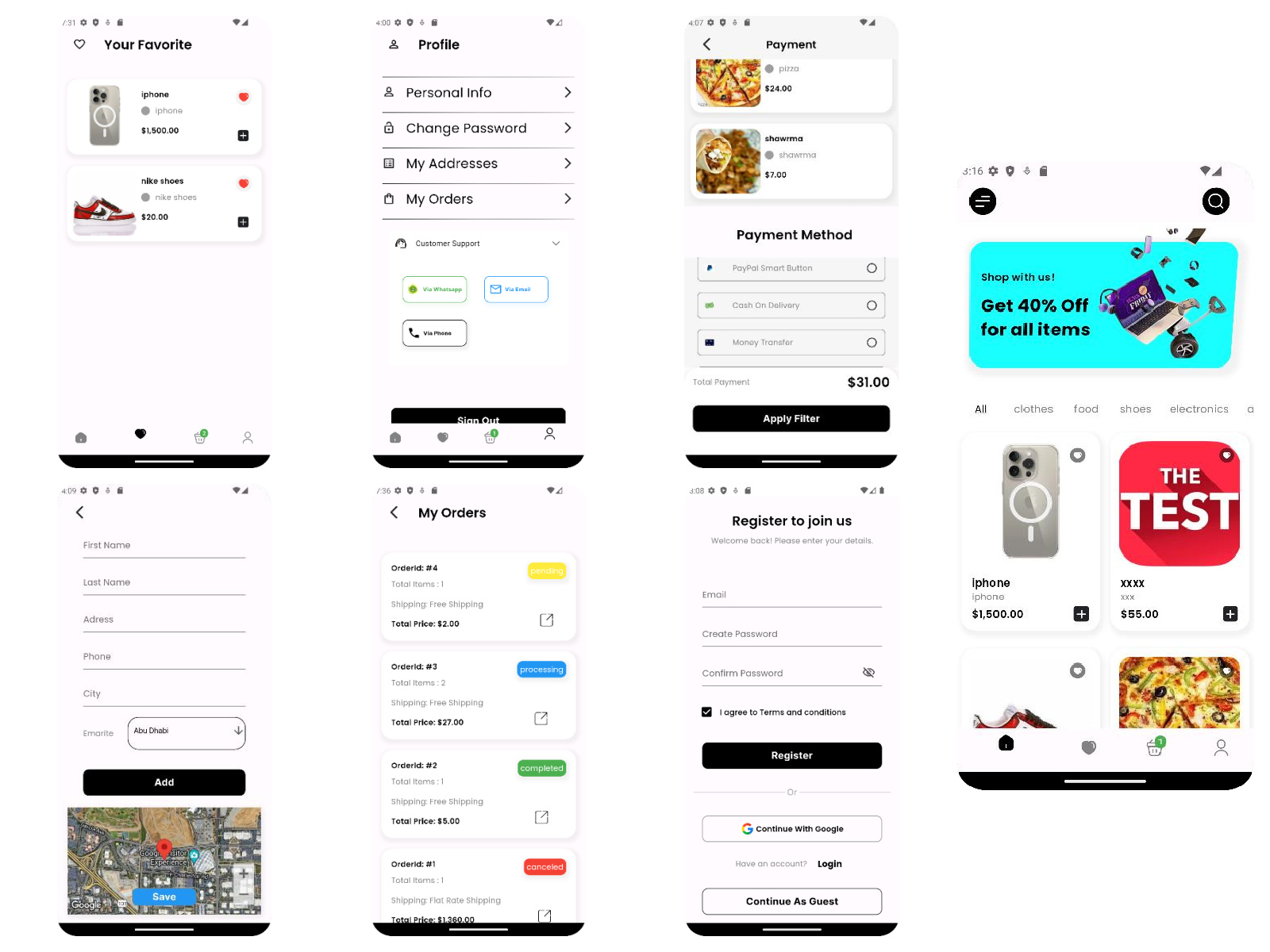 Omega e-commerce app preview